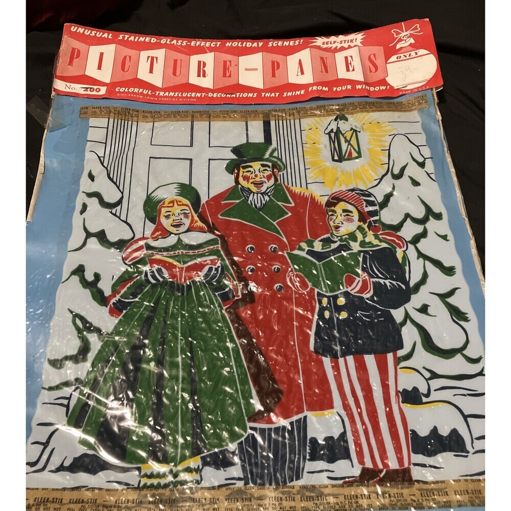 Arkow Lewis Frosties 1953 Picture-Panes Stained Glass Effect Christmas Carolers